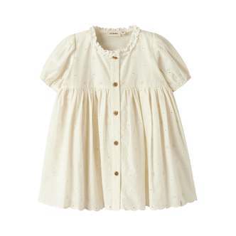 Lil Atelier Flores SS Dress - Coconut Milk - 92 cm