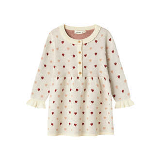 Lil Atelier Saran Knit Dress Heart - Turtledove - 92 cm