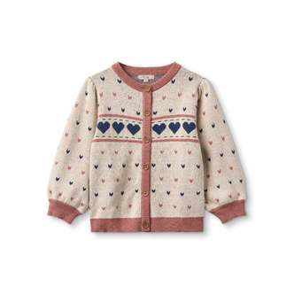 Fliink Nova Multi Heart Cardigan - Sandshell - 86 cm