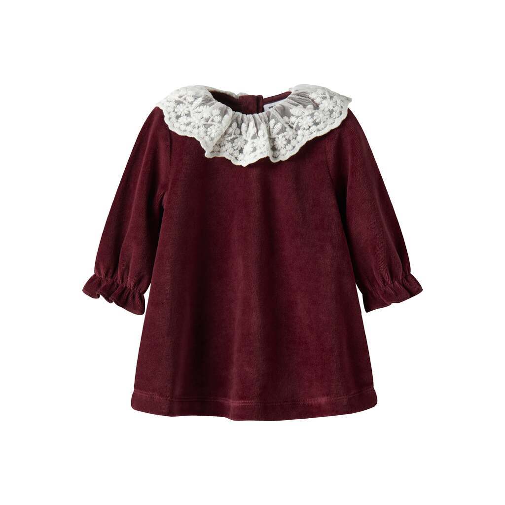 Name It Roxy LS Vel Dress - Burgundy - 50 cm