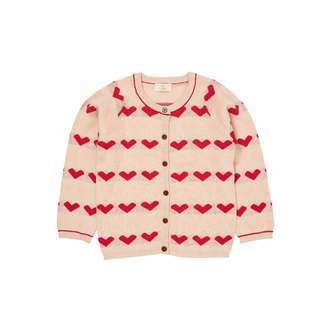 Copenhagen Colors Strik Cardigan med hjerter - Berry - 80 cm