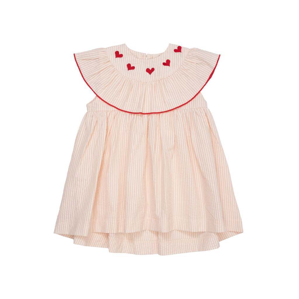 Copenhagen Colors Kjole med hjerter - Dusty Rose/Cream stripe - 62 cm