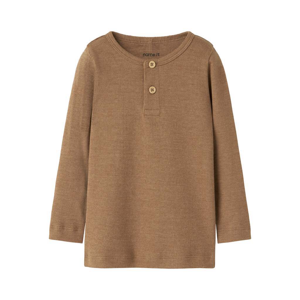 Name It Kab Ls Shirt Noos - Toasted Coconut Melange - 86 cm