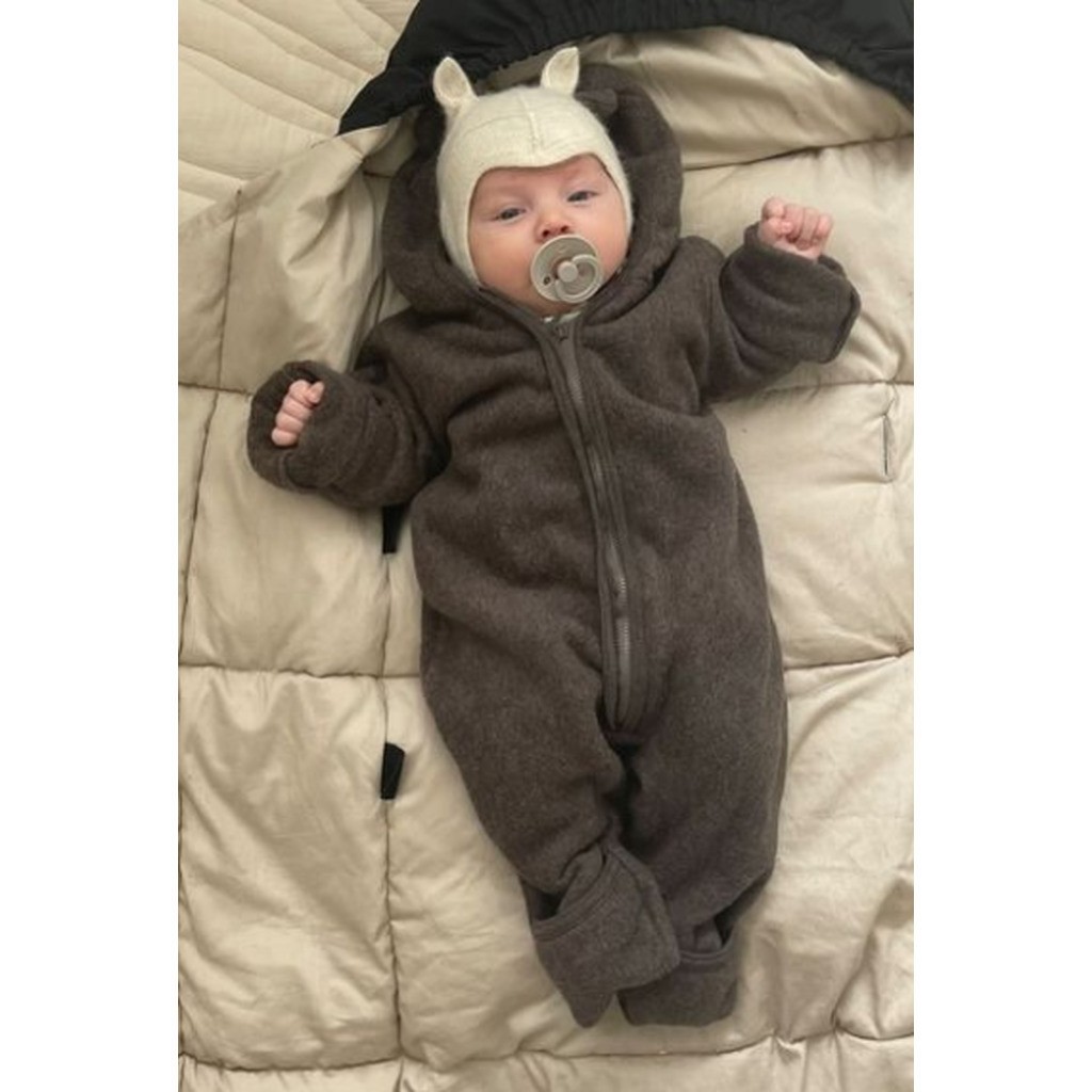 Huttelihut Mushi Baby heldragt m. ører - Brown - 56-62 cm