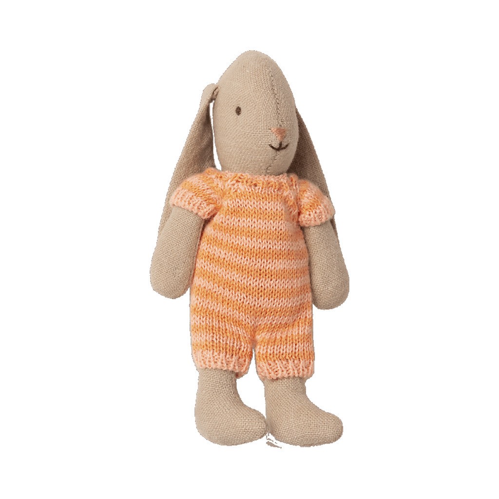 Maileg Micro Rabbit / Kanin med Stribet Dragt - Orange