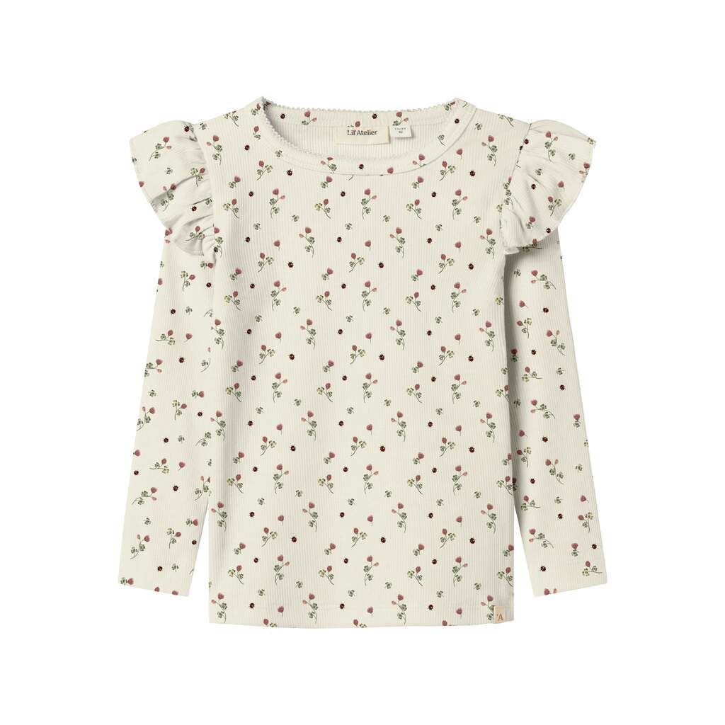 Lil Atelier Lavo Eve Slim Top - Turtledove/Clover - 92 cm