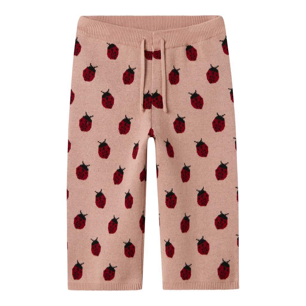 Lil Atelier Lulio Wide Knit Pants - Misty Rose - 92 cm