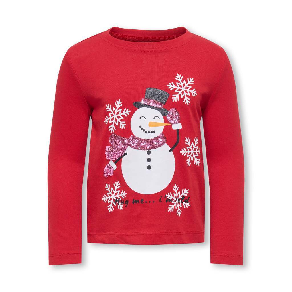 Only Mini Xmas Life Yrsa Christmas Top - Salsa - 92 cm