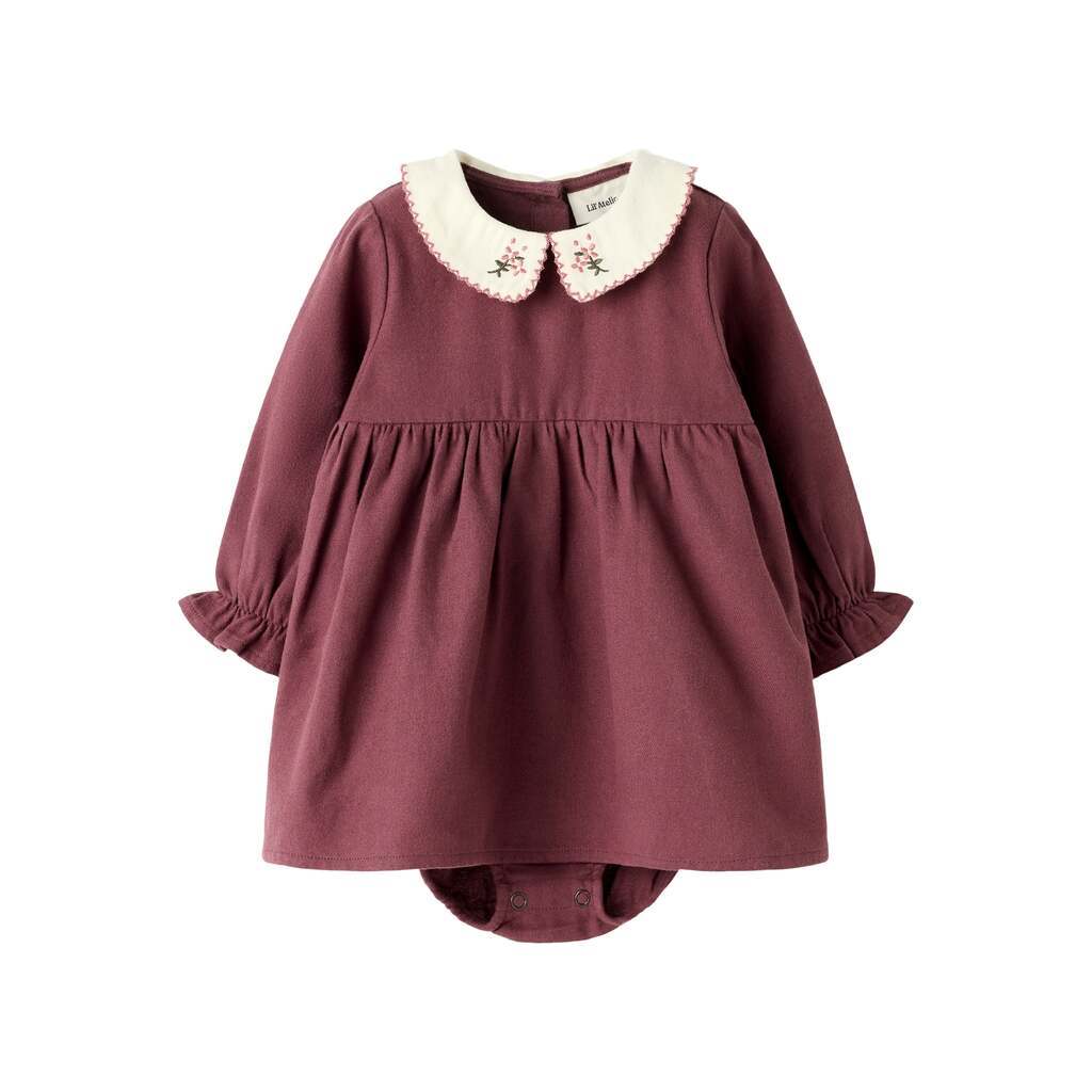 Lil Atelier Rebel LS Body Dress - Catawba Grape - 68 cm