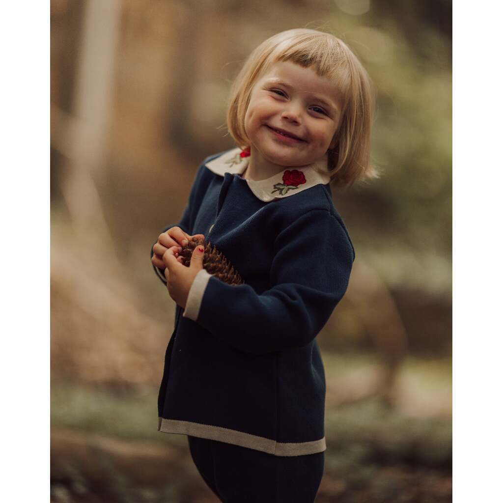 Navy Rose cardigan - Dark blue / 3-4y - 104cm