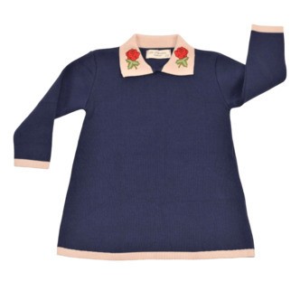 Navy Rose dress - Dark blue / 9-12m - 80cm