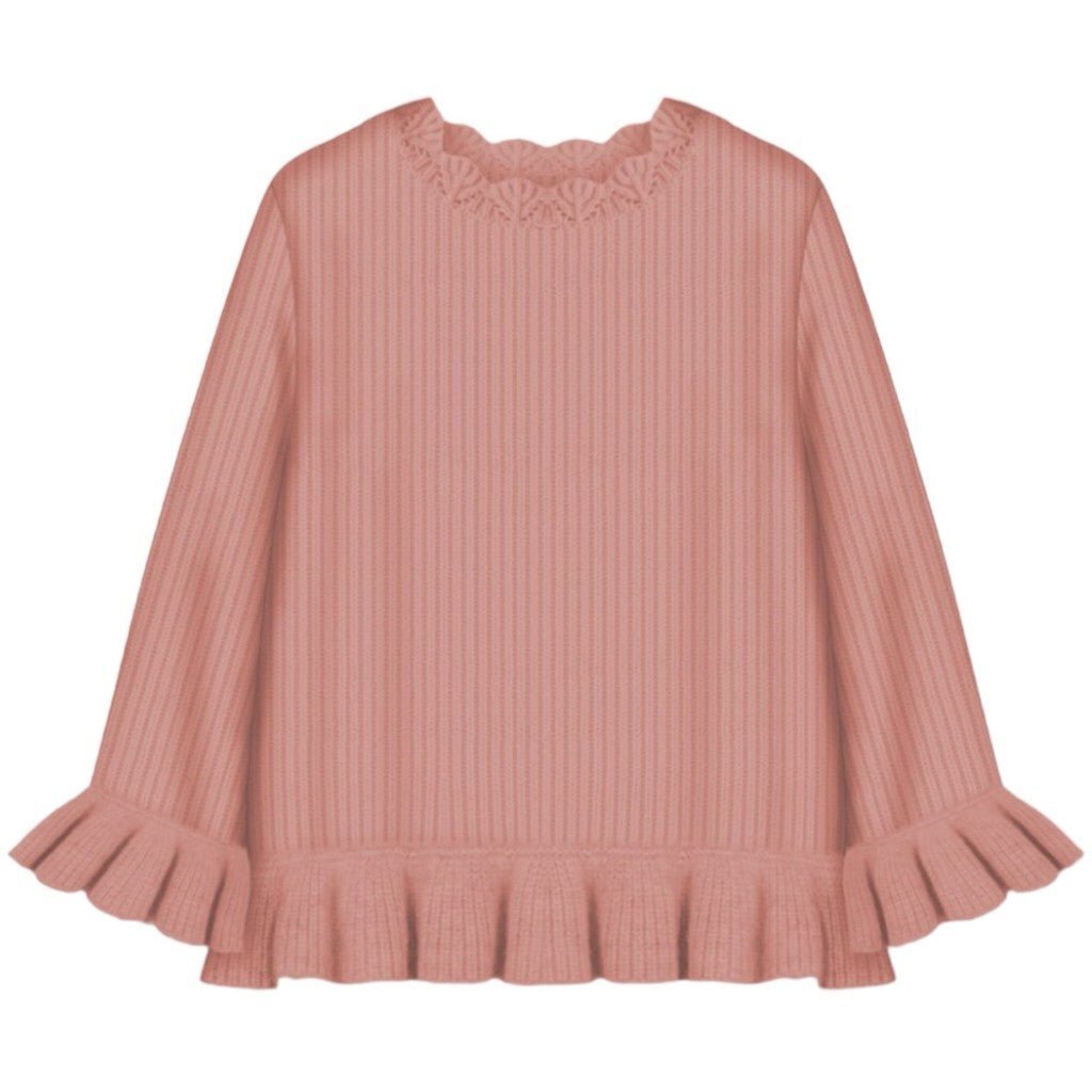 Frilly knit blouse - Light pink / 6-7y - 122cm