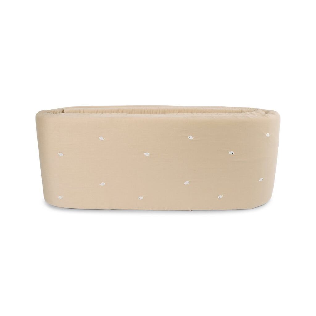 Sengerand - broderet Hvalen Christian design - Warm Grey