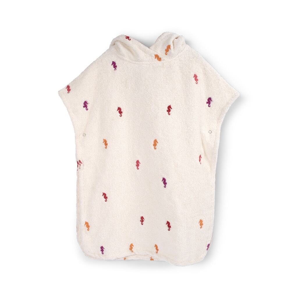 Strandponcho med broderi GOTS- Søhest