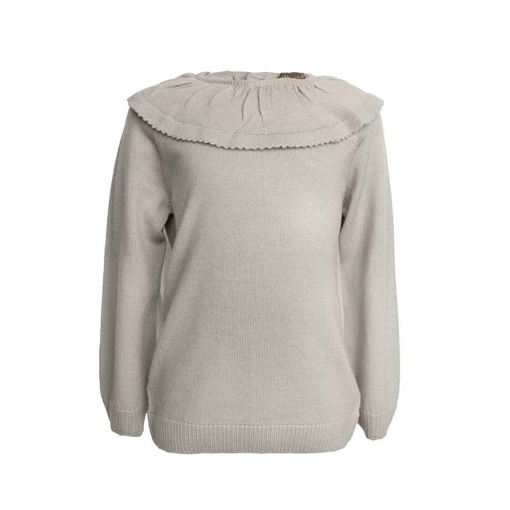 Lea strikbluse i 100% merinould  Cream Oatmeal - cream oatmeal / 116