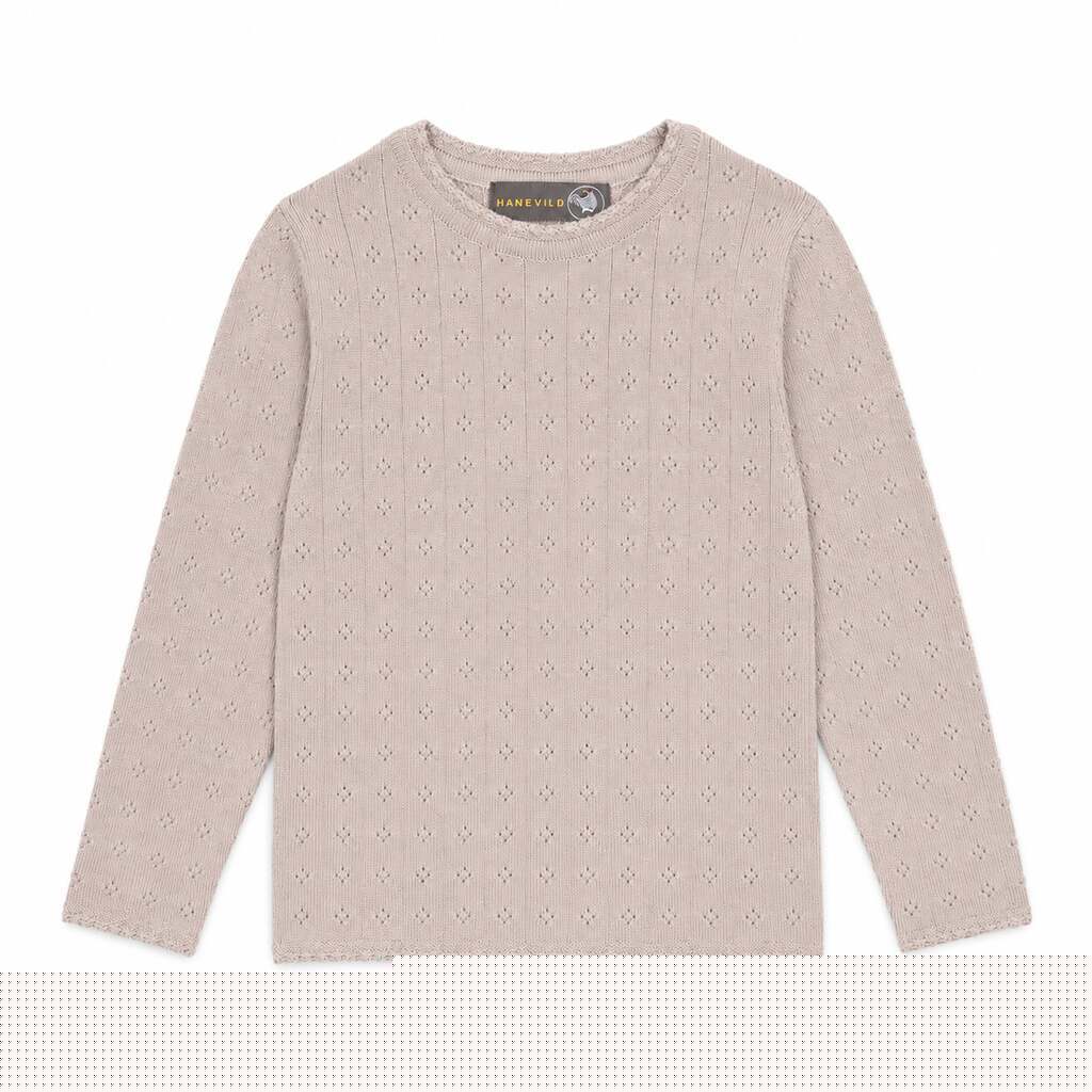 Tynd merinouldsbluse til piger  sand - 116