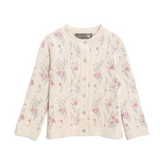 Blomstret cardigan i økologisk bomuld  Summer Sand - 68 / 62-140