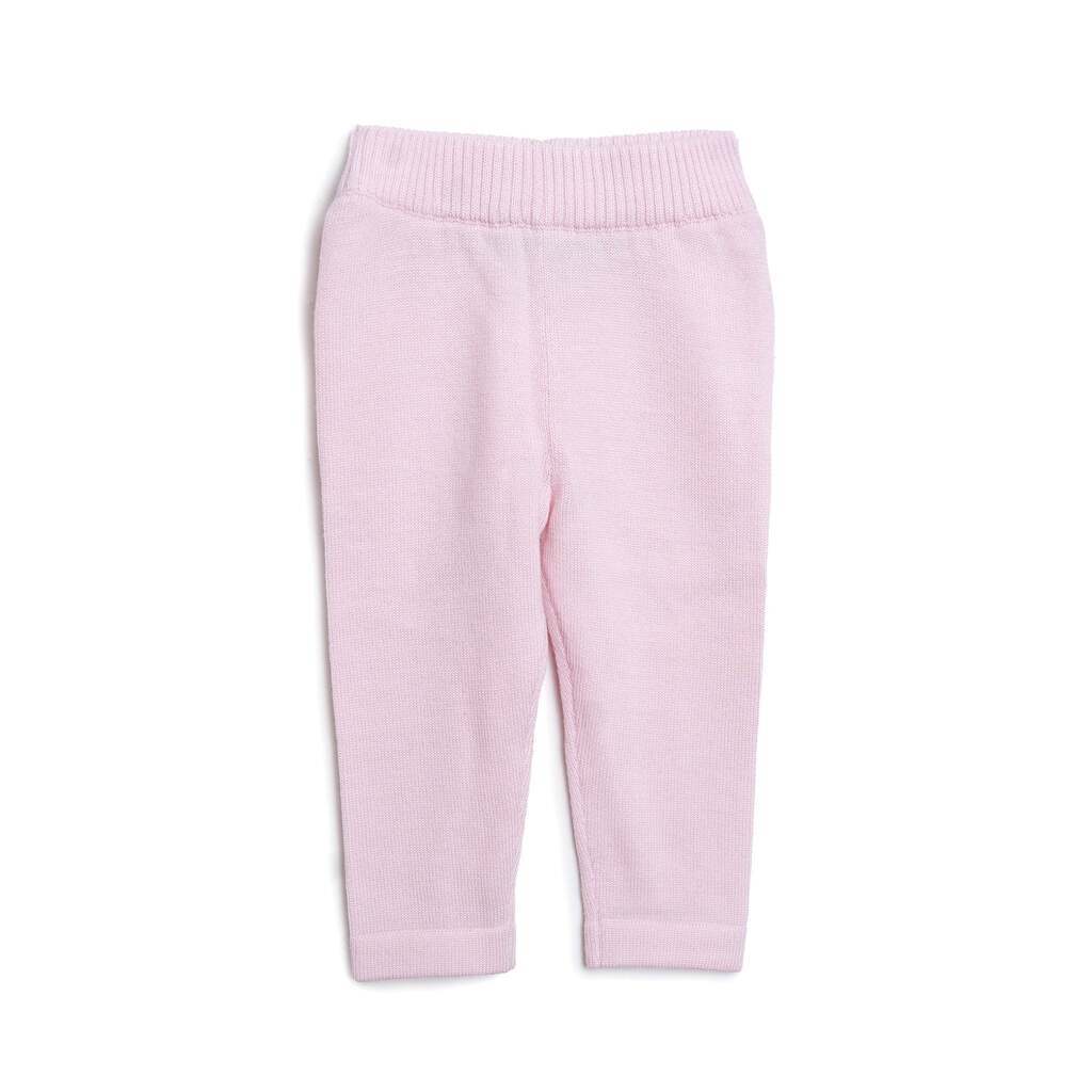 Strikkede leggings til baby i 100% merinould  rosa - 68