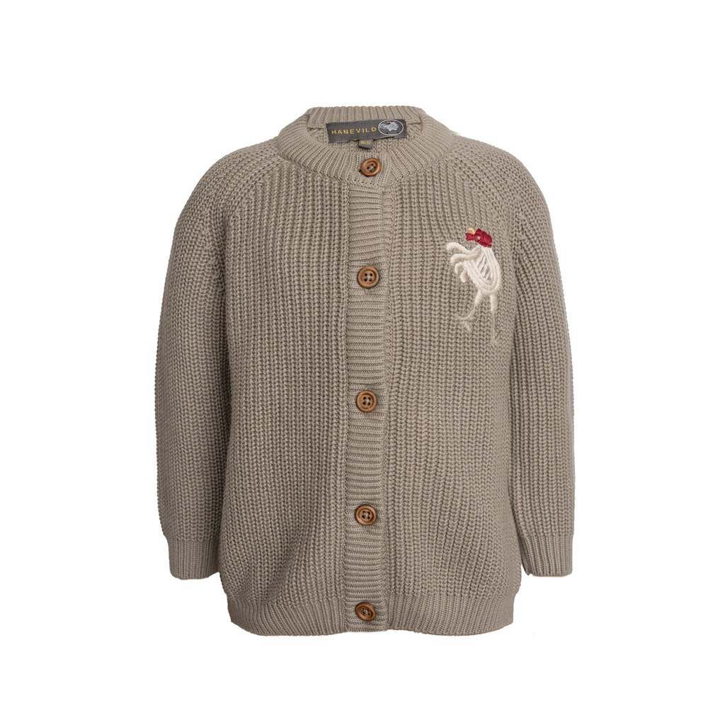 Kaj cardigan med merinould og broderet hane  Caribou - Caribou / 92