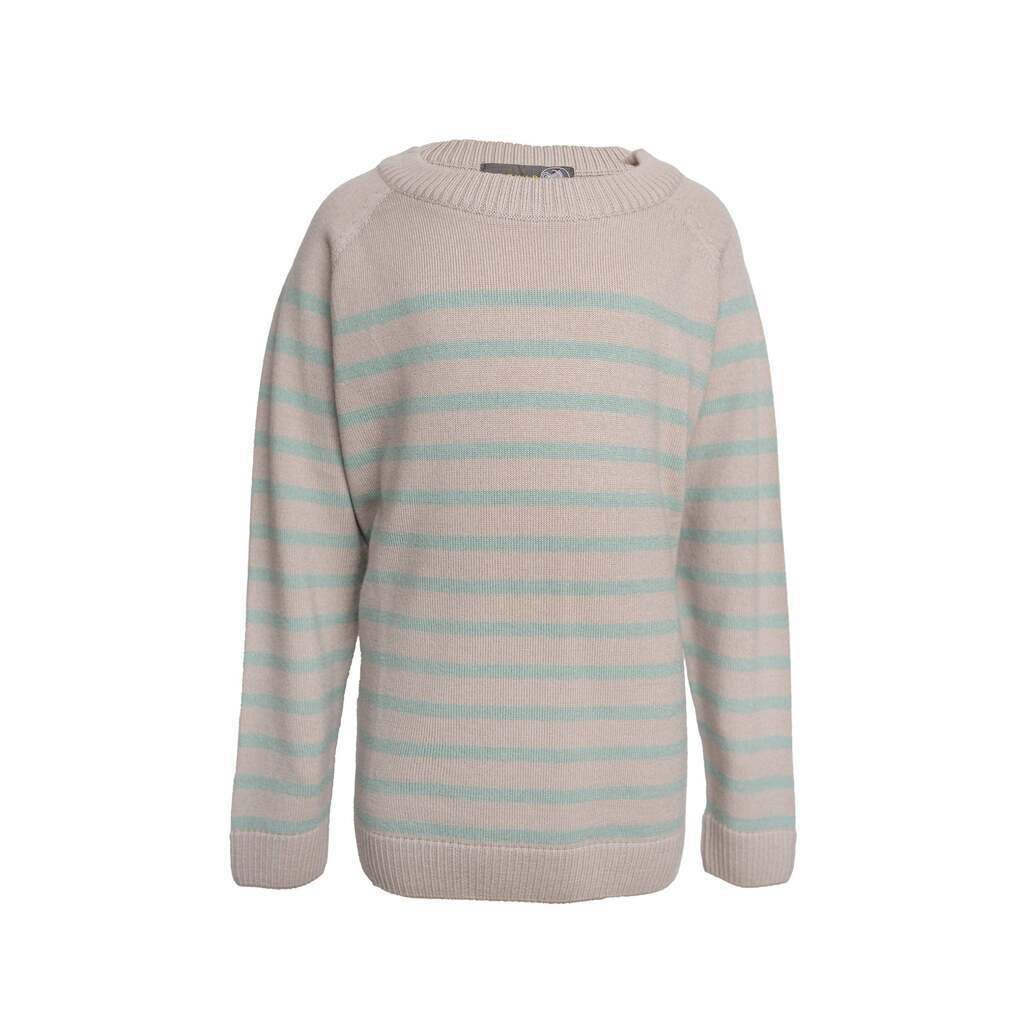Bertil stribet bluse i 100% merinould  Cream Oatmeal - cream oatmeal / 104