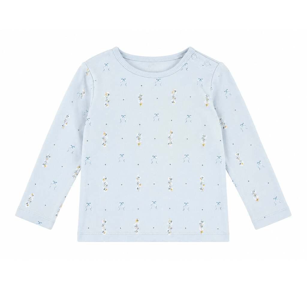 Blue Flower T-shirt i økologisk bomuld  lyseblå - 116