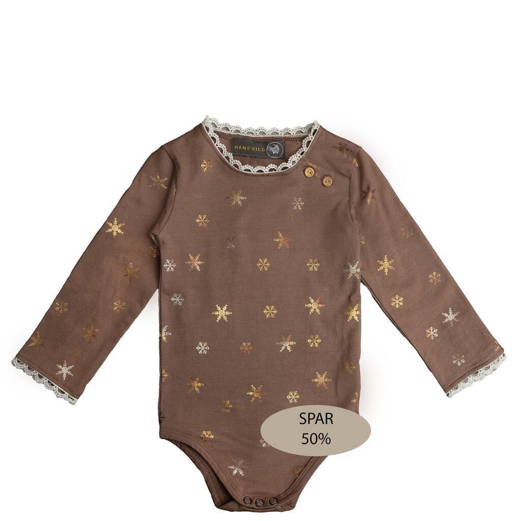 Sara bodystocking, sneprint i guld - Caribou / 74