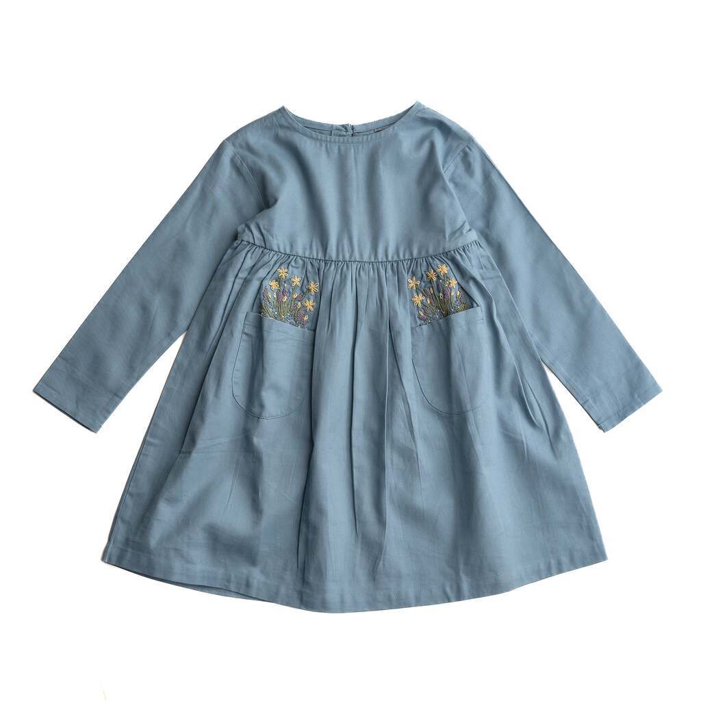Erika kjole - kjole til piger - doveblue / 122/128