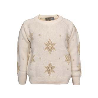 Snefnugbluse i økologisk bomuld  Ivory og guld - Ivory / 122/128