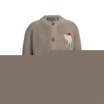 Kaj cardigan med merinould og broderet hane  Caribou - Caribou / 116
