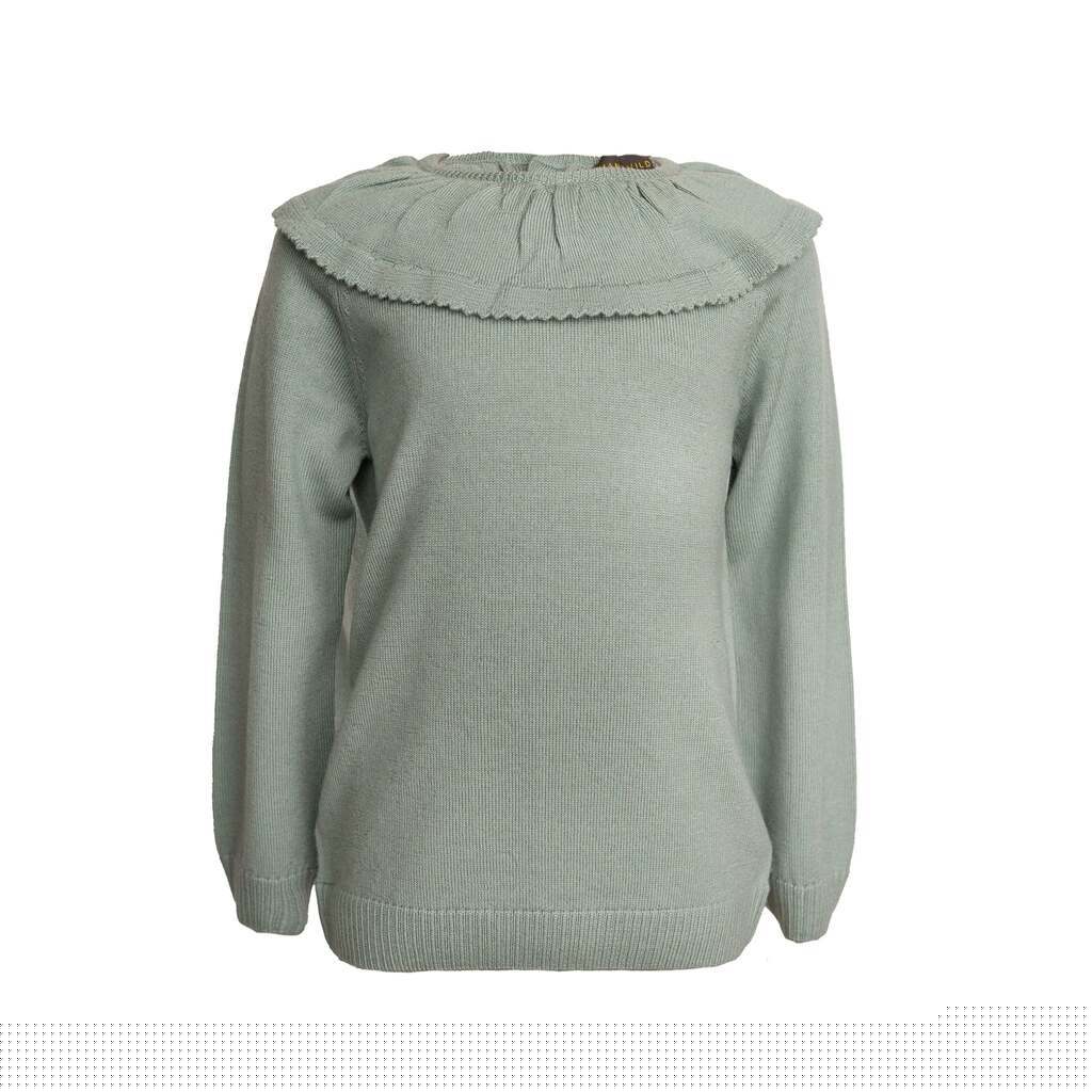 Lea strikbluse i 100% merinould  Sage - sage / 104
