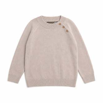 Tynd merinouldsbluse til drenge  sand - 104