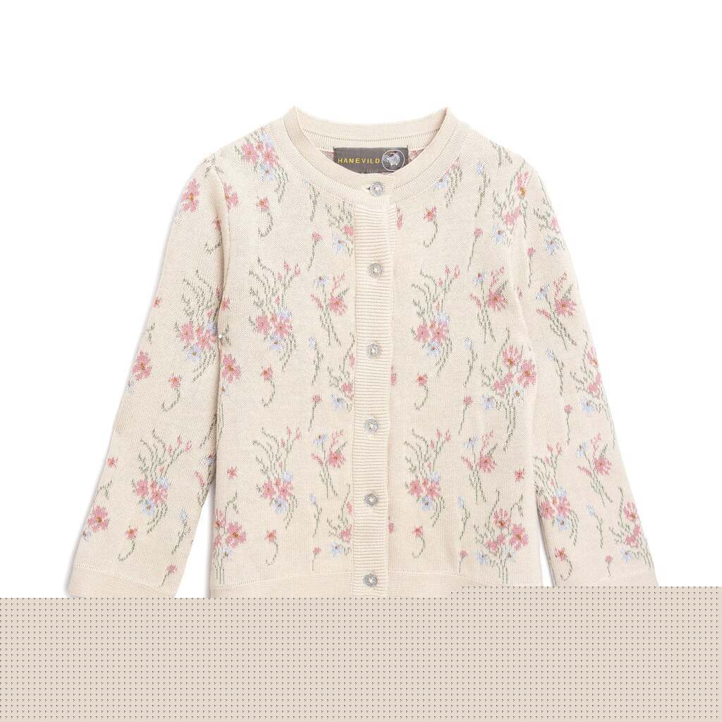 Blomstret cardigan i økologisk bomuld  Summer Sand - 104 / 62-140
