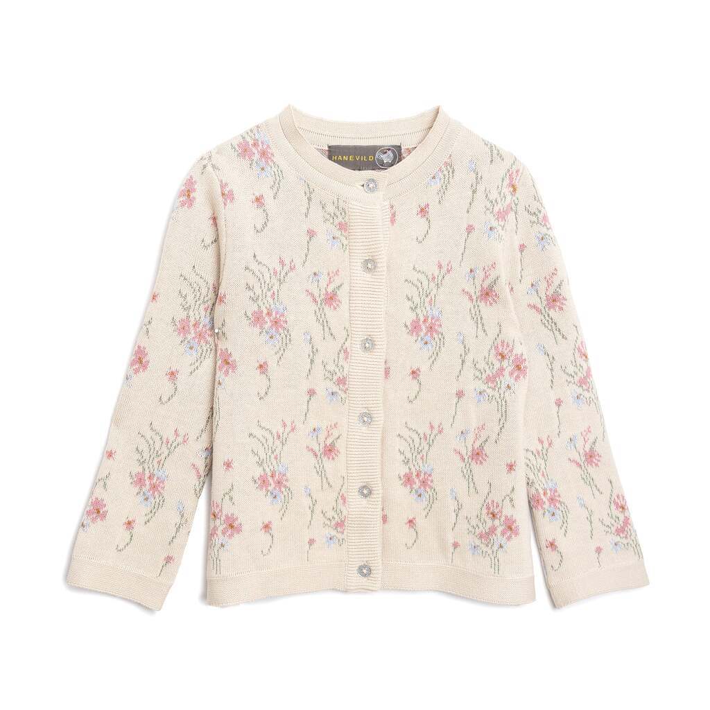 Blomster cardigan - pige - Summer sand - 116 / 62-140