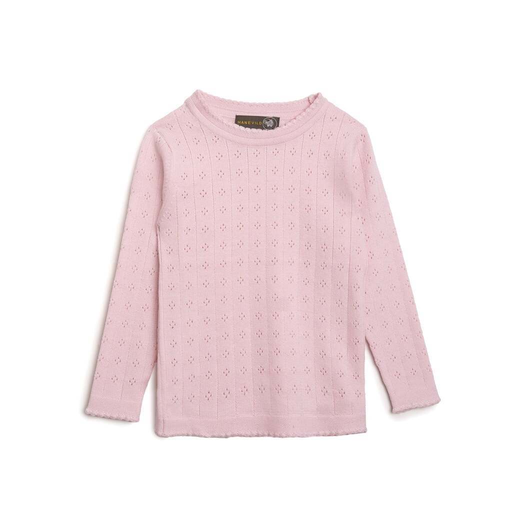 Tynd merinouldsbluse til piger  rosa - 116