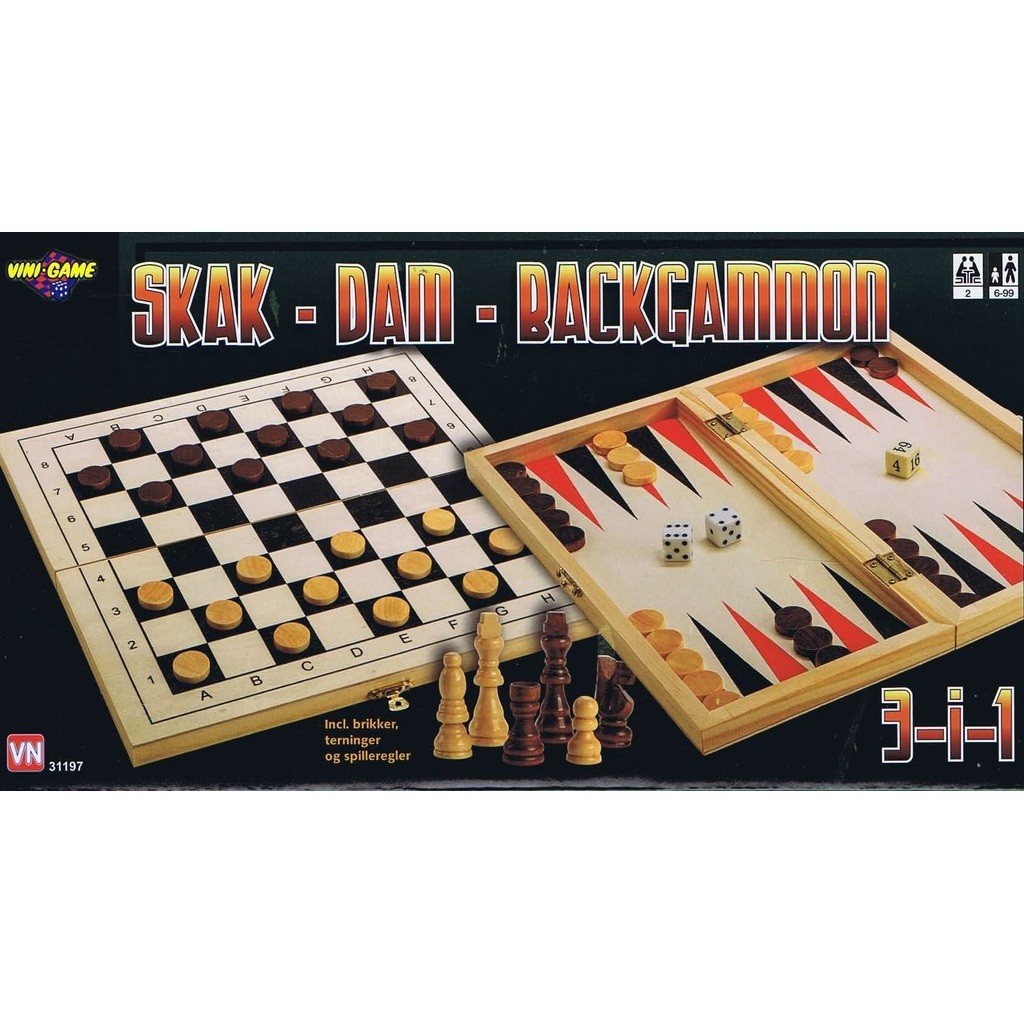 3 i 1, skak - dam - Backgammon