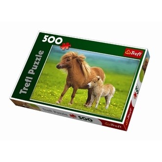 Mini ponys in a meadow - 500 brikker