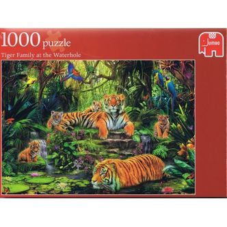 Tiger Family at the Watherhole - 1000 brikker