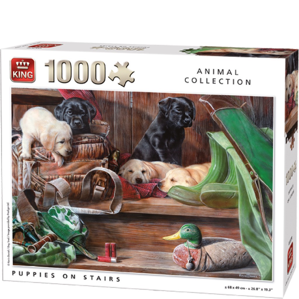 Puppies on Stairs - 1000 brikker