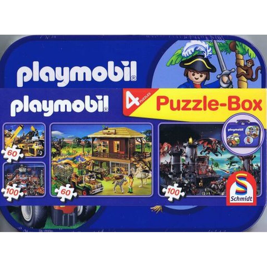 Playmobil, 4 puslespil i kuffert