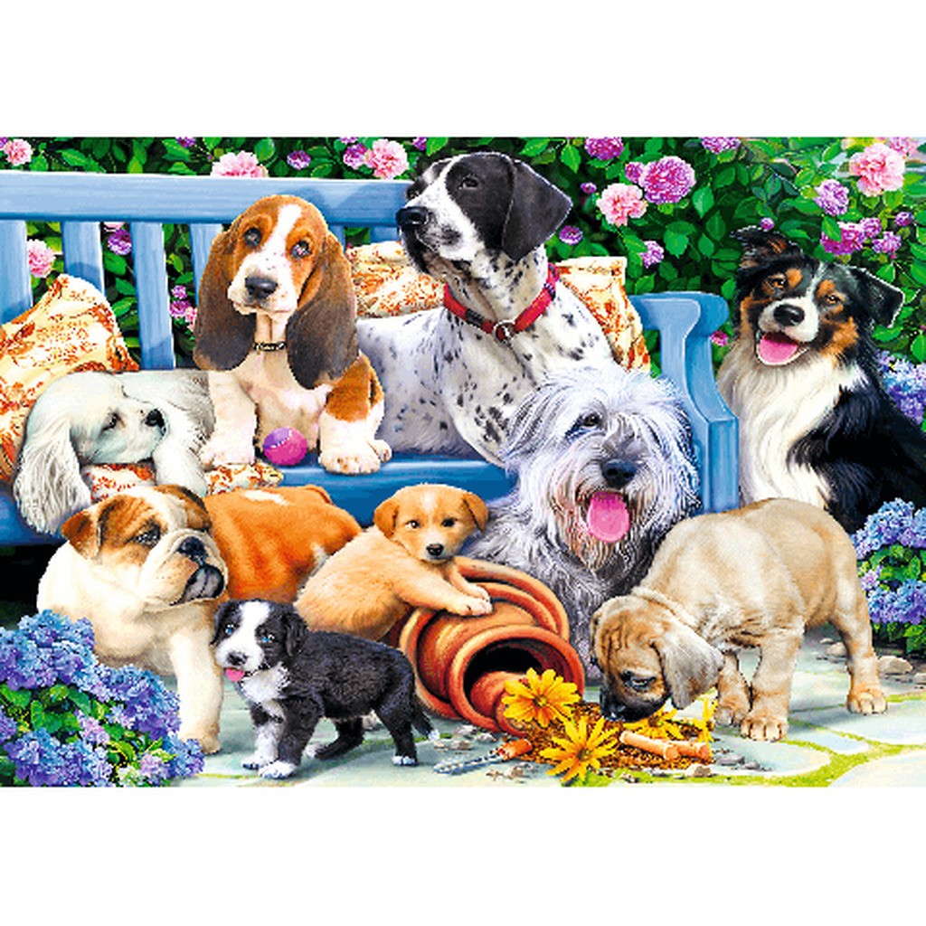 Dogs in the garden - 1000 Brikker