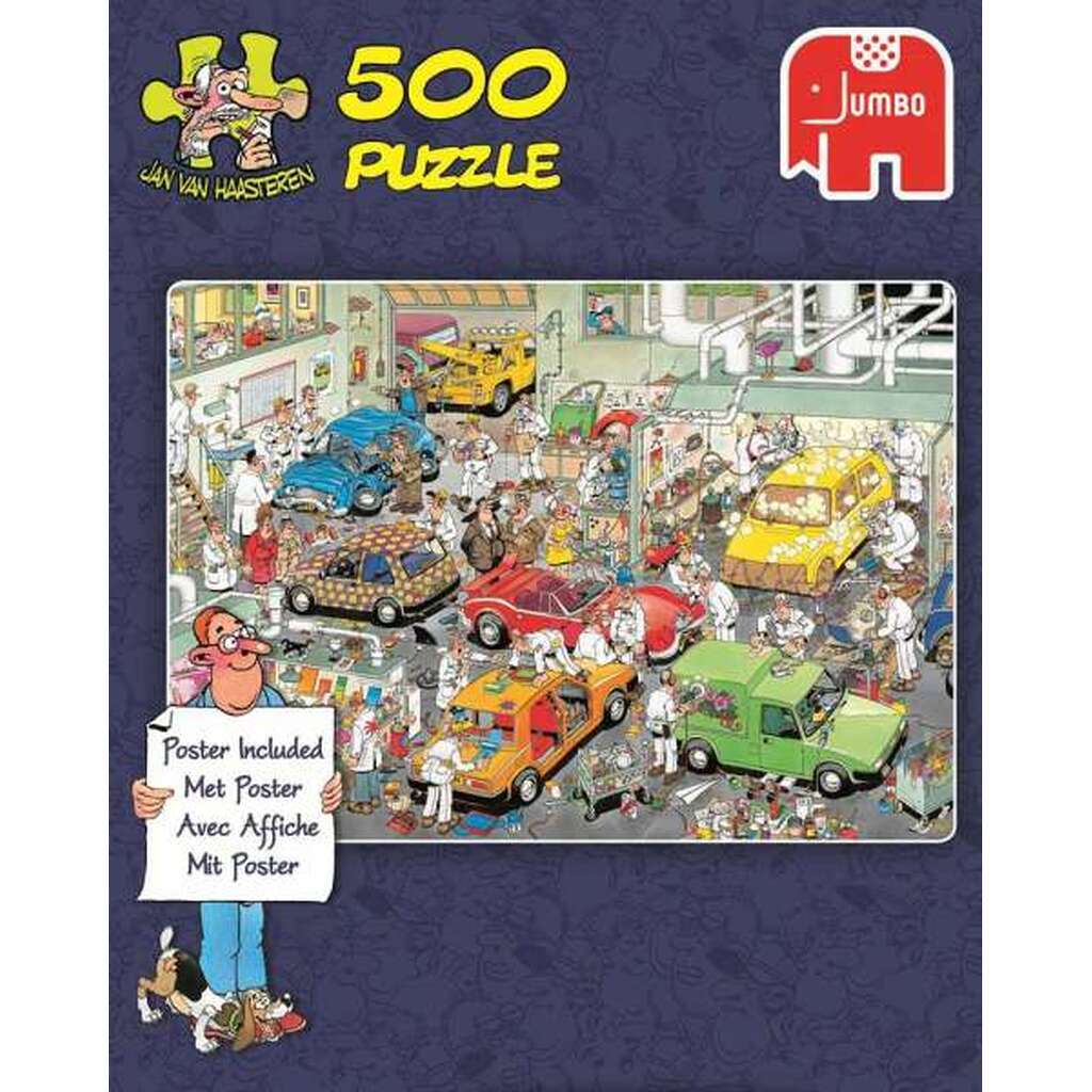 Jan van Haasteren - In the car respraying shop - 500 Brikker