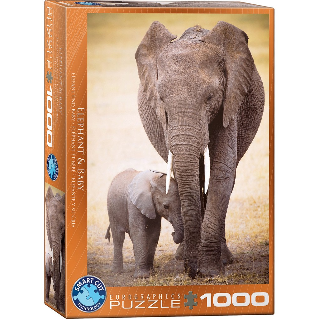 Elefant med Baby - 1000 brikker
