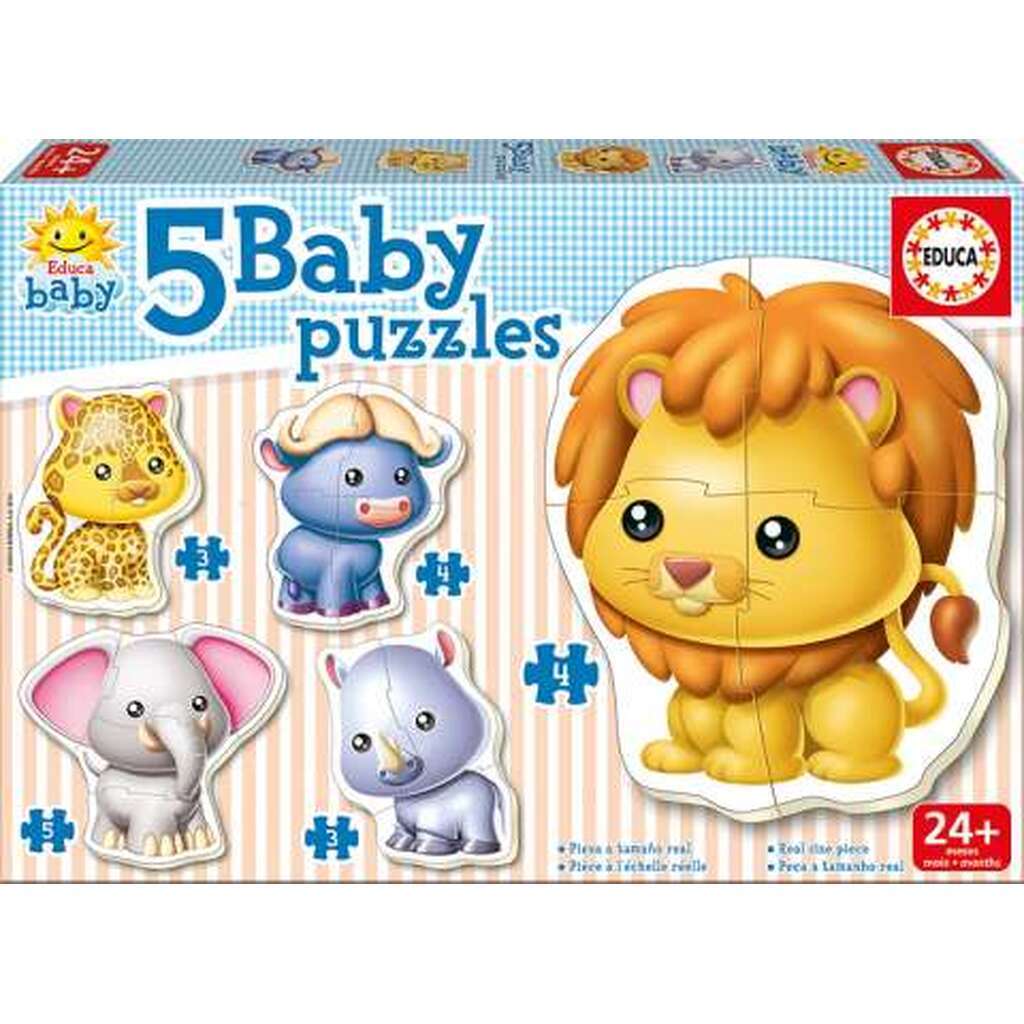 Baby Puzzles - Wild Animals - 3-5 brikker