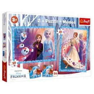 Disney Frozen 2 - 2 puslespil + Memo - 30/48 brikker