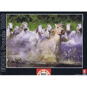 White Camargue Horses Cavalos - 1000 brikker