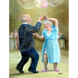 Ægtepar der danser - Firkantede sten - 50 x 65 cm - Lærred, sten, pen, bakke, gele