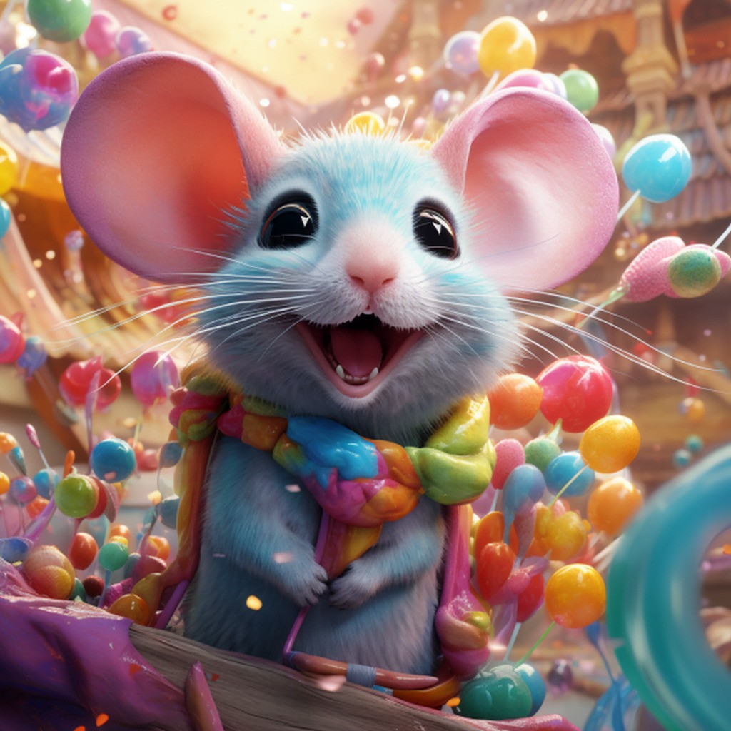 Farverig mus - Premium - Firkantede sten - 50 x 50 cm - Uden ramme - Lærred, sten, pen, bakke, gele, poser til stenene