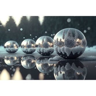 Vinterkugler - Premium - Firkantede sten - 80 x 60 cm - Lærred, sten, pen, bakke, gele, poser til stenene - Uden ramme