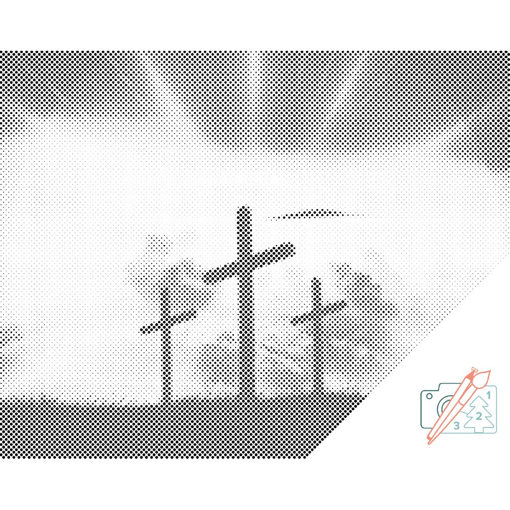 Mal med Prikker - Tre kors - Uden ramme - 40 x 30 cm