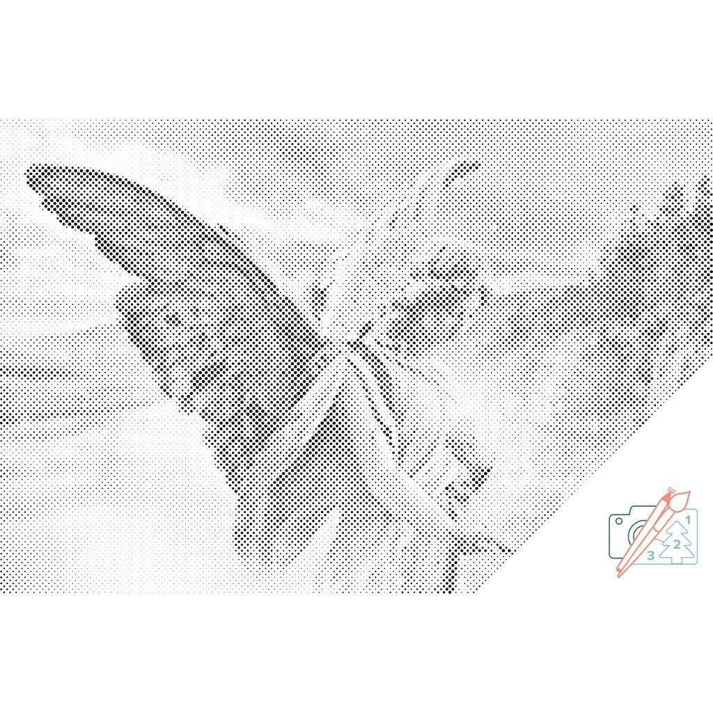 Mal med Prikker - Engel med lys - Opspændt på ramme - 120 x 80 cm